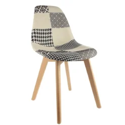CHAISE SCANDINAVE PATCHWORK NOIR BLANC