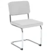 CHAISE SERSI VELOURS COTELE PIEDS CHROME GRIS