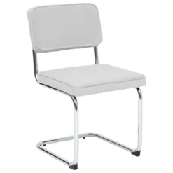 CHAISE SERSI VELOURS COTELE PIEDS CHROME GRIS