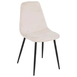 CHAISE TYKA CHENILLE BEIGE PIEDS METAL NOIR