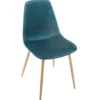CHAISE VELOURS IMITATION HETRE ROKA BLEU CANARD
