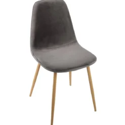 CHAISE VELOURS IMITATION HETRE ROKA GRIS