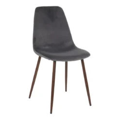 CHAISE VELOURS IMITATION NOYER ROKA ARDOISE