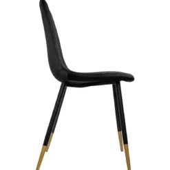 CHAISE VELOURS NOIR PIED NOIR ET GOLD TYKA