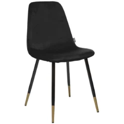 CHAISE VELOURS NOIR PIED NOIR ET GOLD TYKA