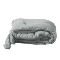 CHEMIN DE LIT 80X180CM GAZE DE COTON UNI ANGELIA GRIS