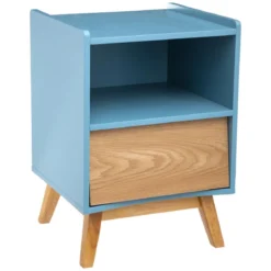CHEVET 1 TIROIR BLEU ELVA D.43X30X62CM