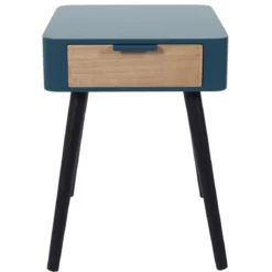 CHEVET 1 TIROIR EN BOIS BLEU CANARD