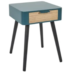 CHEVET 1 TIROIR EN BOIS BLEU CANARD