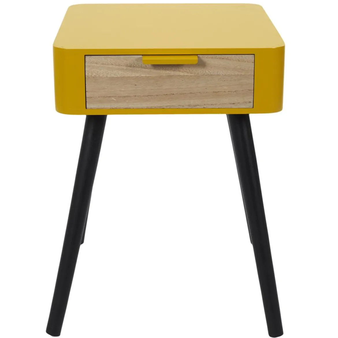 CHEVET 1 TIROIR EN BOIS JAUNE MOUTARDE