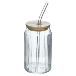 CHOPE BAMBOU AVEC PAILLE VERRE LINE 50CL
