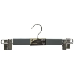 CINTRE BOIS PINCE METAL GRIS X2 PIECES