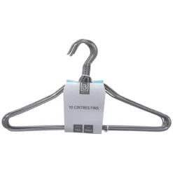 CINTRE METAL FIN GRIS CLAIR X10 PIECES
