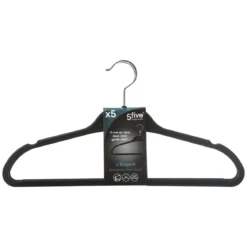 CINTRE PLASTIQUE RUBBER NOIR X5 PIECES
