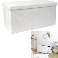 COFFRE BANC PLIABLE BOUCLETTE BLANC