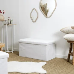 COFFRE BANC PLIABLE BOUCLETTE BLANC