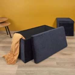 COFFRE BANC PLIABLE RETRO BLEU NUIT