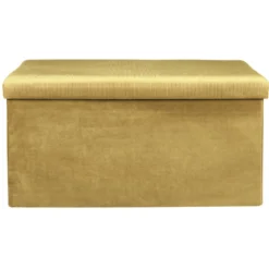COFFRE BANC PLIABLE VELOURS COTELE GIULIA JAUNE