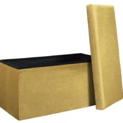 COFFRE BANC PLIABLE VELOURS COTELE GIULIA JAUNE