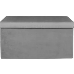 COFFRE BANC PLIABLE VELOURS COTELE GIULIA GRIS