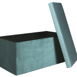 COFFRE BANC PLIABLE VELOURS COTELE GIULIA BLEU