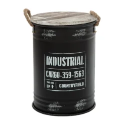 COFFRE BIDON NOIR INDUSTRIEL D.25X38CM