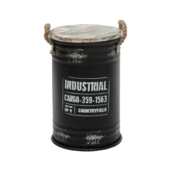 COFFRE BIDON NOIR INDUSTRIEL D.25X38CM