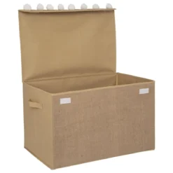 COFFRE NON TISSE JUTE ET POMPONS