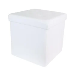 COFFRE POUF PLIABLE PU BLANC