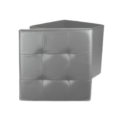 COFFRE POUF PLIABLE PU GRIS