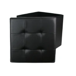 COFFRE POUF PLIABLE PU NOIR