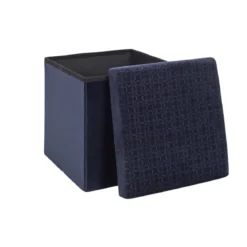 COFFRE POUF PLIABLE RETRO BLEU NUIT
