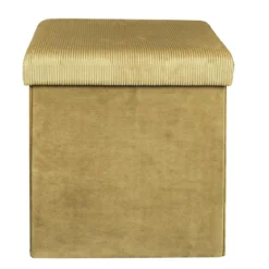 COFFRE POUF PLIABLE VELOURS COTELE GIULIA JAUNE