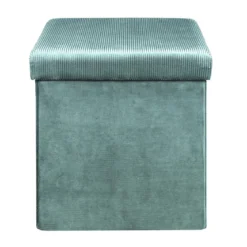 COFFRE POUF PLIABLE VELOURS COTELE GIULIA BLEU