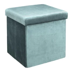 COFFRE POUF PLIABLE VELOURS COTELE GIULIA BLEU
