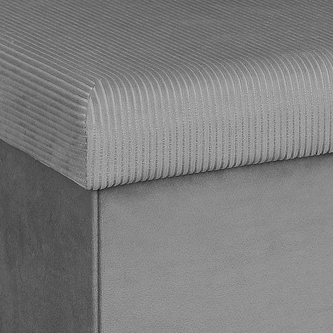 COFFRE POUF PLIABLE VELOURS COTELE GIULIA GRIS