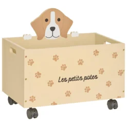 COFFRE ROULETTES CHIEN D.48X28X42CM
