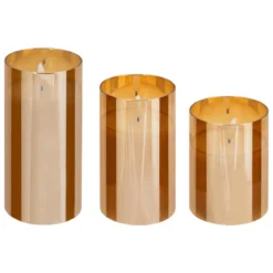 COFFRET 3 BOUGIE LED VERRE SENA AMBRE