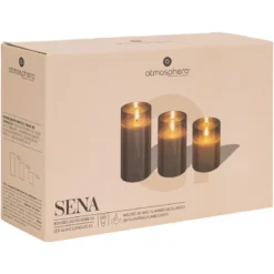 COFFRET 3 BOUGIE LED VERRE SENA AMBRE