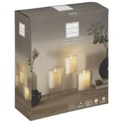 COFFRET 3 BOUGIES DOUBLE VERRE LED