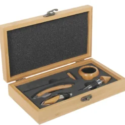 COFFRET FIBRE BOIS NATUREL SERVICE VIN 5 PIECES