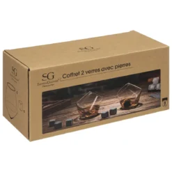 COFFRET 2 GOBELETS WIHSKY AVEC PIERRES