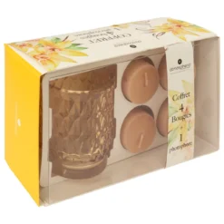 COFFRET PHOTOPHORE OUDY AVEC 4 BOUGIES JAUNE