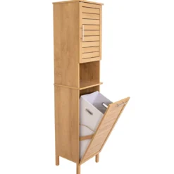 COLONNE 2 PORTES 1 ETAGERE 1 PANIERE A LINGE COLONIAL