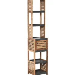 COLONNE DE RANGEMENT ACACIA ET MDF 1 PORTE
