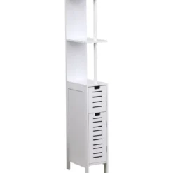 COLONNE PETIT ESPACE BLANCHE 2 PORTES 2 ETAGERES MIAMI