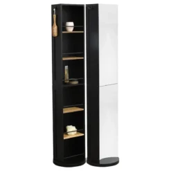 COLONNE PIVOTANTE MIROIR NICHES RANGEMENT NOIR FACON BAMBOU