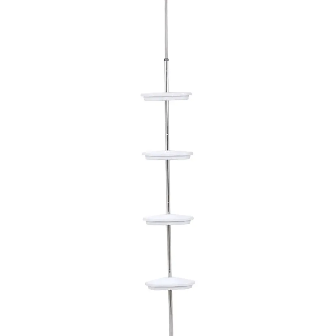 COLONNE TELESCOPIQUE 4 ETAGERES 1 PORTE SAVON BLANC