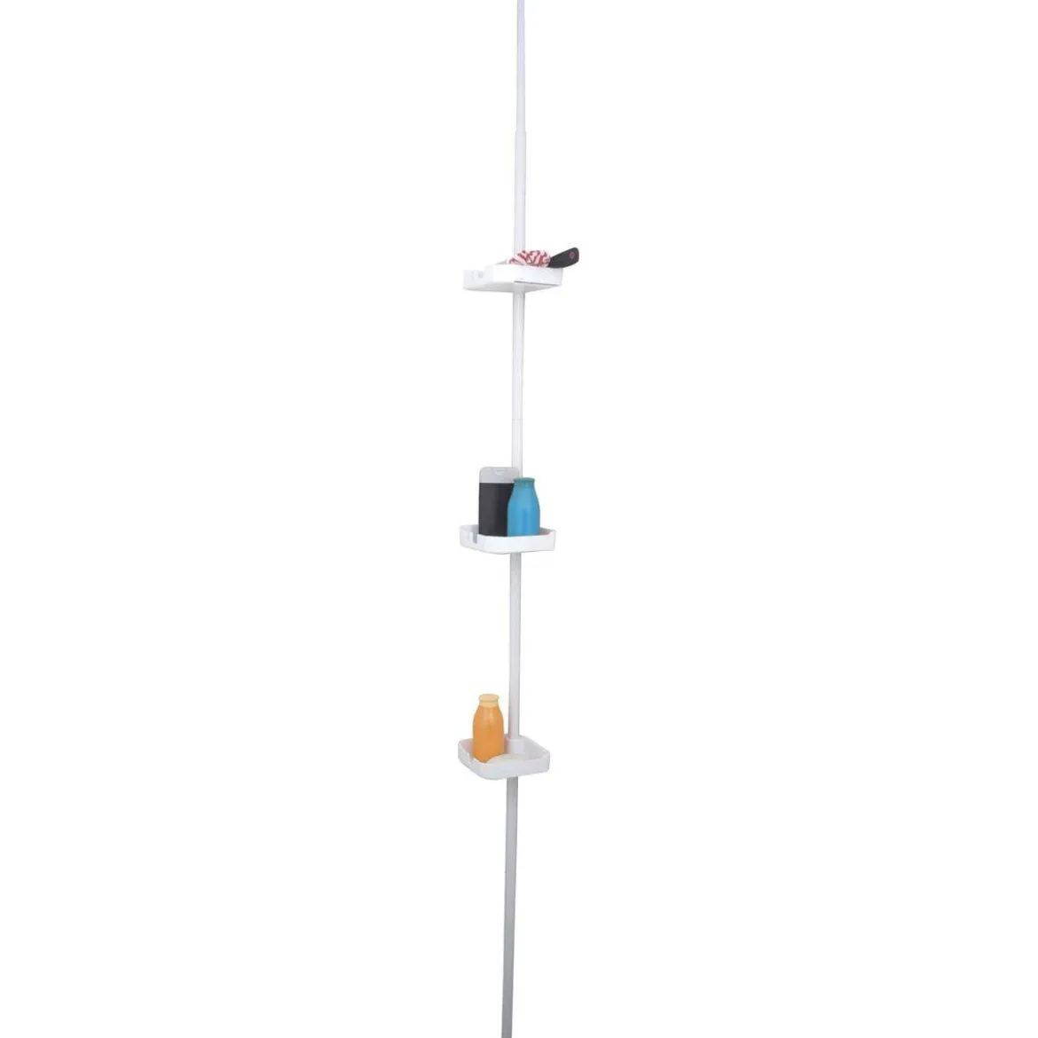 COLONNE TELESCOPIQUE ACIER ET 3 PANIERS PP BLANC