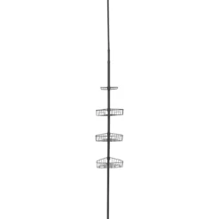 COLONNE TELESCOPIQUE METAL PEINT 4 ETAGERES NOIR MAT